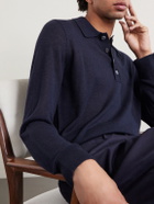 PIACENZA 1733 - Silk and Cashmere-Blend Polo Sweater - Blue