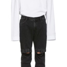 Juun.J Black Distressed Jeans