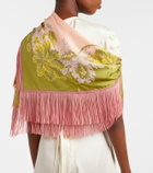 La DoubleJ Fringed printed silk twill scarf