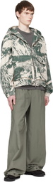 Reese Cooper Khaki Cotton Ripstop Pleated Trousers