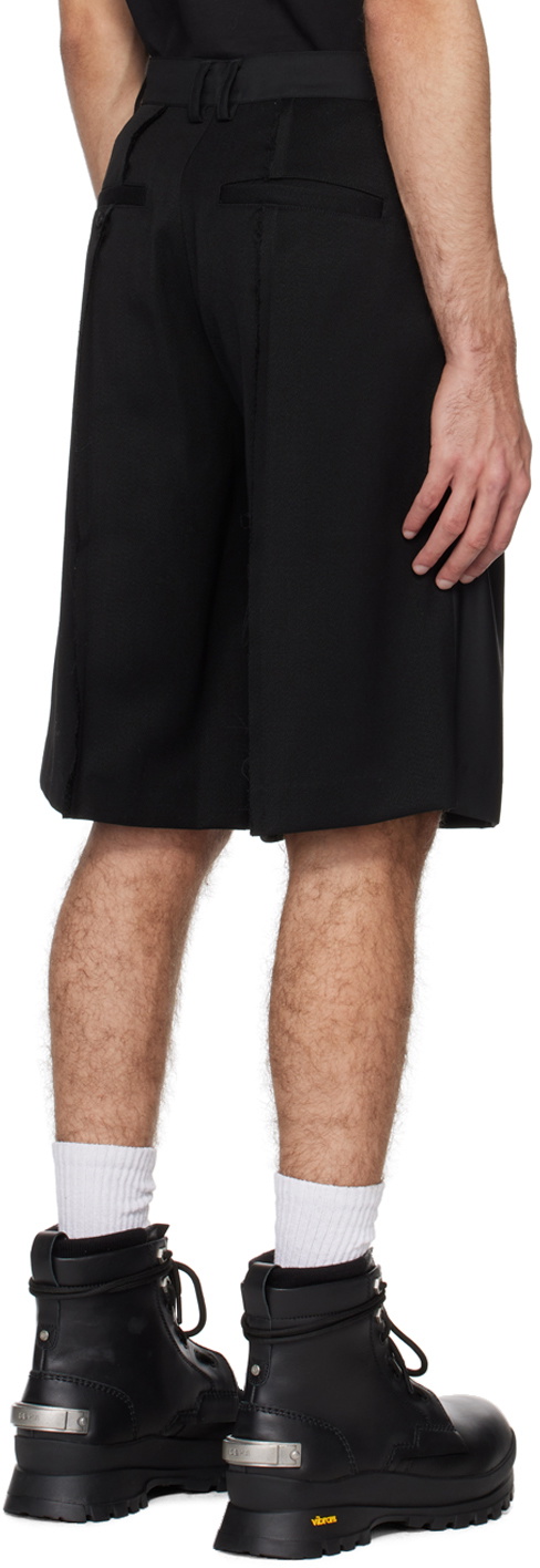 C2H4 Black Raw Edge Shorts