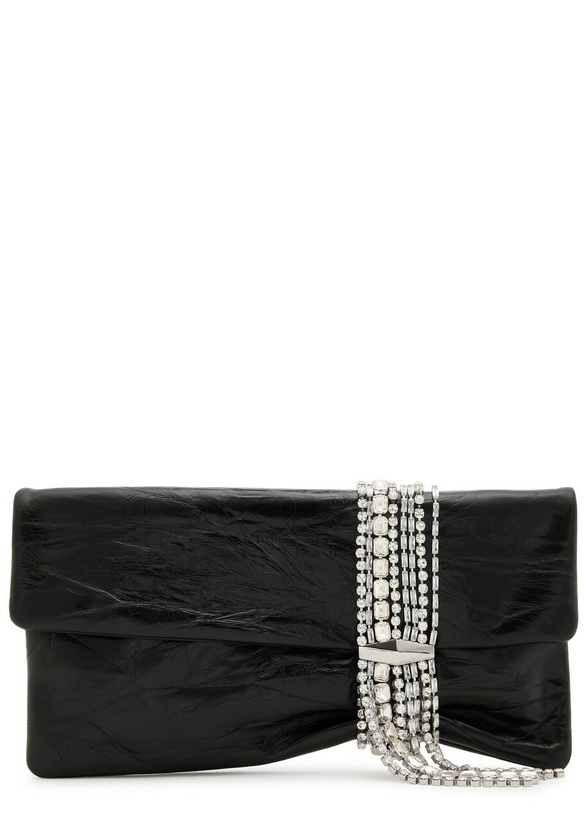 Photo: Jimmy Choo Zandra Crystal-embellished Leather Cutch - Black And Silver - One Size