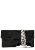 Jimmy Choo Zandra Crystal-embellished Leather Cutch - Black And Silver - One Size