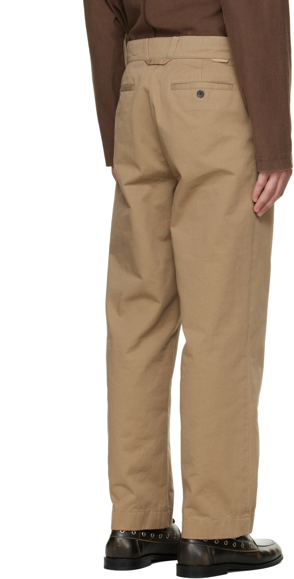 Solid Homme Beige Cotton Twill Trousers