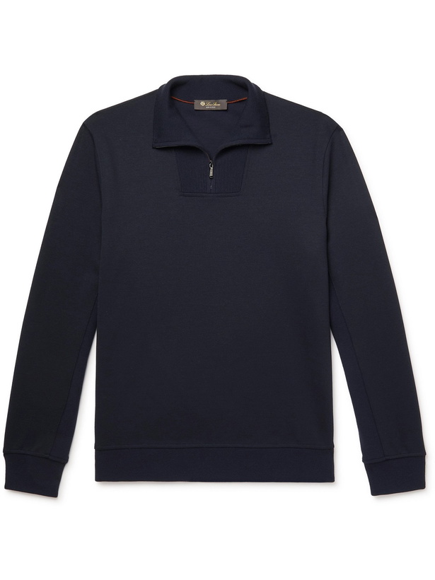 Photo: LORO PIANA - Virgin Wool-Blend Half-Zip Sweater - Blue - S