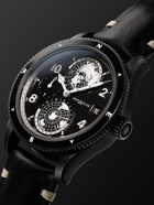 Montblanc - 1858 Geosphere Limited Edition Automatic 42mm Distressed Stainless Steel and Leather Watch, Ref. No. 128257