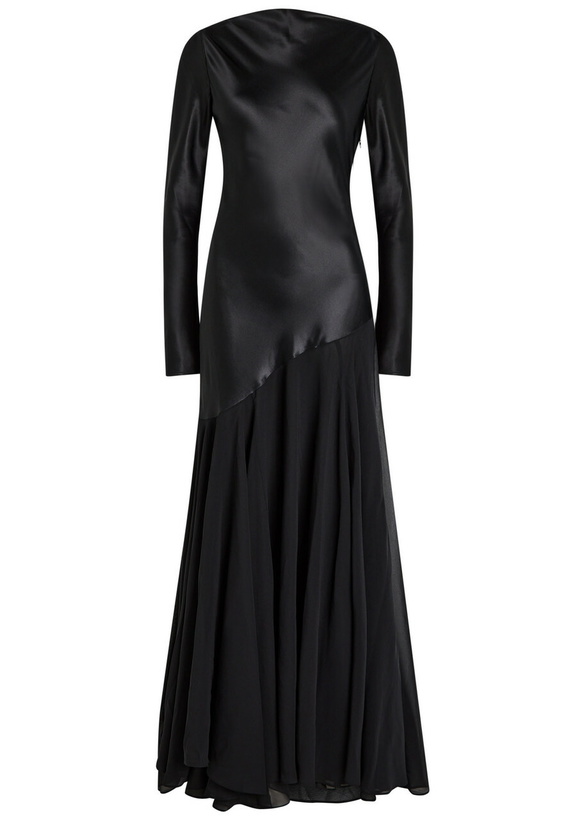 Photo: Tove Cordelia Asymmetric Silk Maxi Dress Black