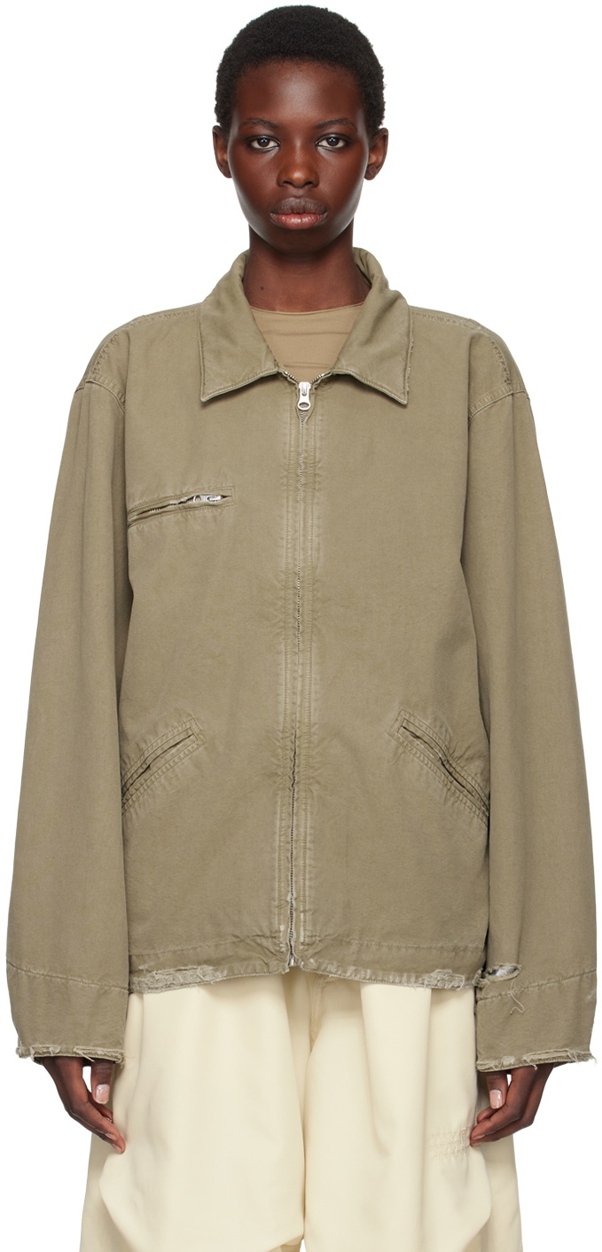 MM6 Maison Margiela Taupe Canvas Jacket MM6 Maison Margiela