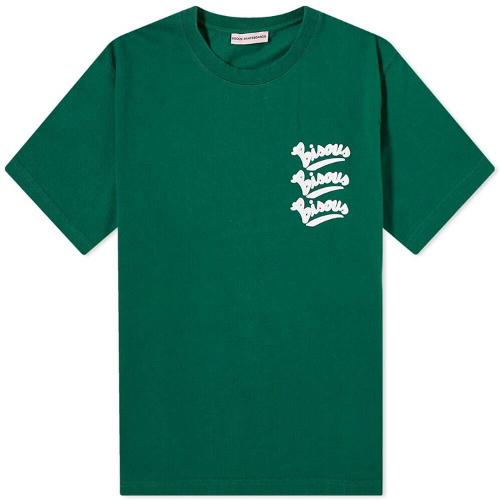 Photo: Bisous Skateboard Women's s Gianni Cursive Logo T-Shirt in Forest