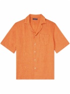Frescobol Carioca - Angelo Camp-Collar Linen Shirt - Orange