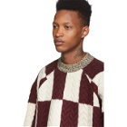 Sunnei Burgundy and Off-White Wool Oversize Sweater