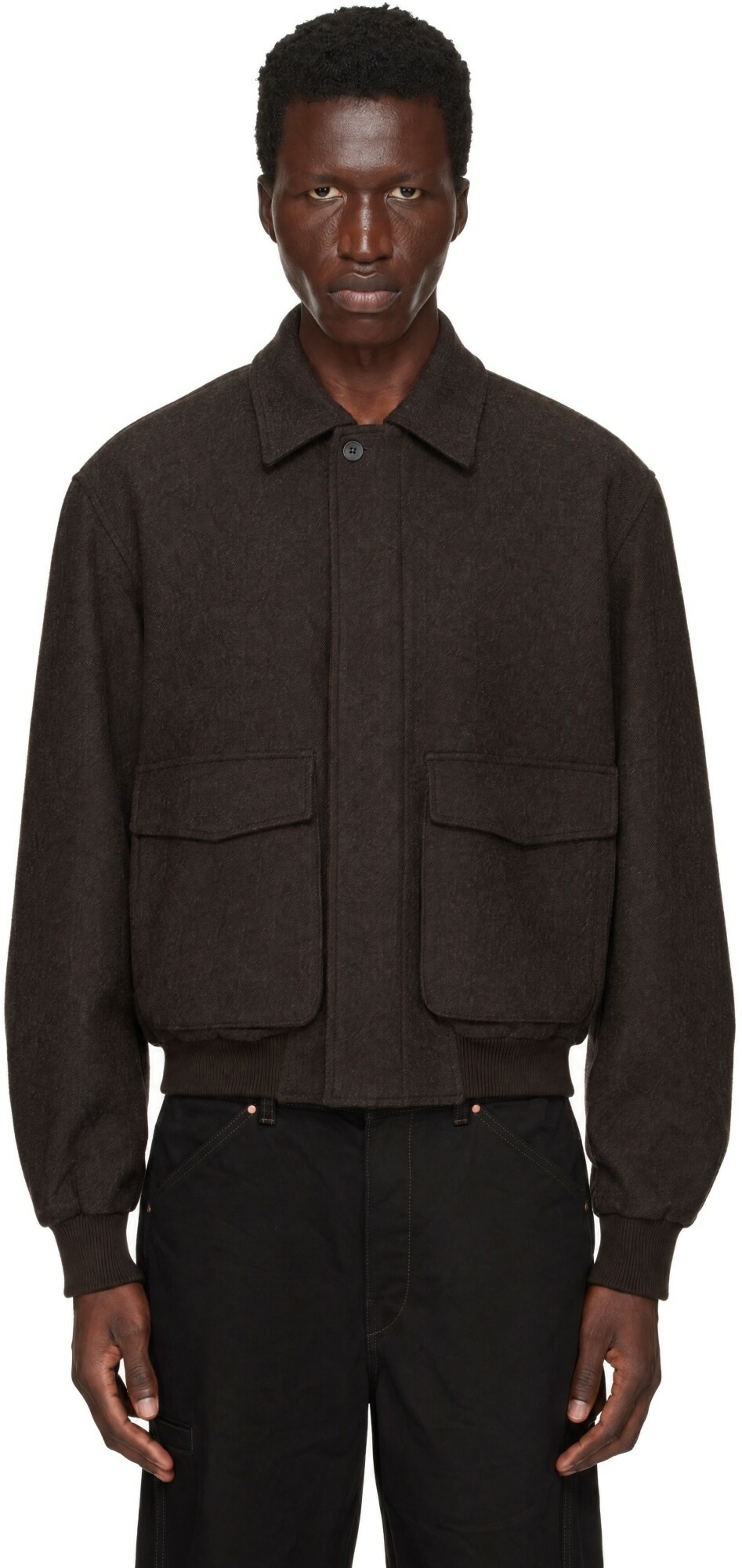 LE17SEPTEMBRE Brown Virgin Wool Bomber Jacket