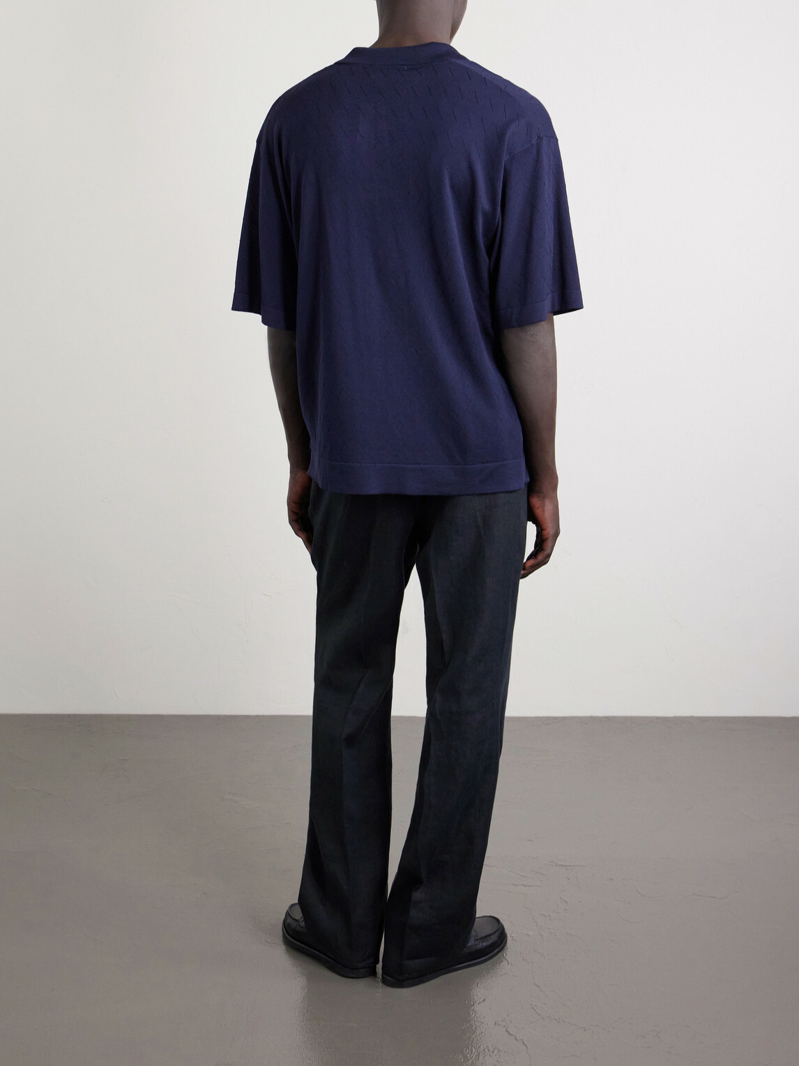 Officine Générale - Pele Jacquard-Knit Lyocell and Wool-Blend Polo Shirt - Blue