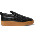 Bottega Veneta - Debossed Leather Slip-On Sneakers - Black