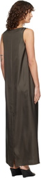 Róhe Brown Silk Scoop-Neck Maxi Dress