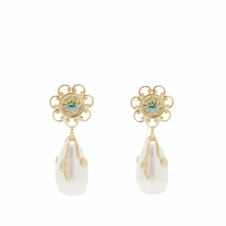 Photo: Shrimps Enamel Floral Motif Pearl Earring