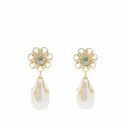 Shrimps Enamel Floral Motif Pearl Earring