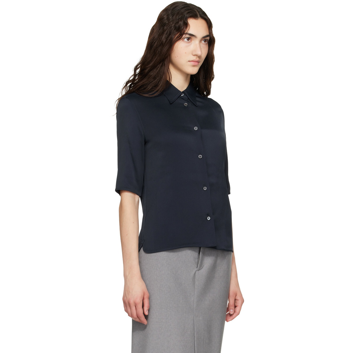 Jil Sander Navy Envers Satin Shirt