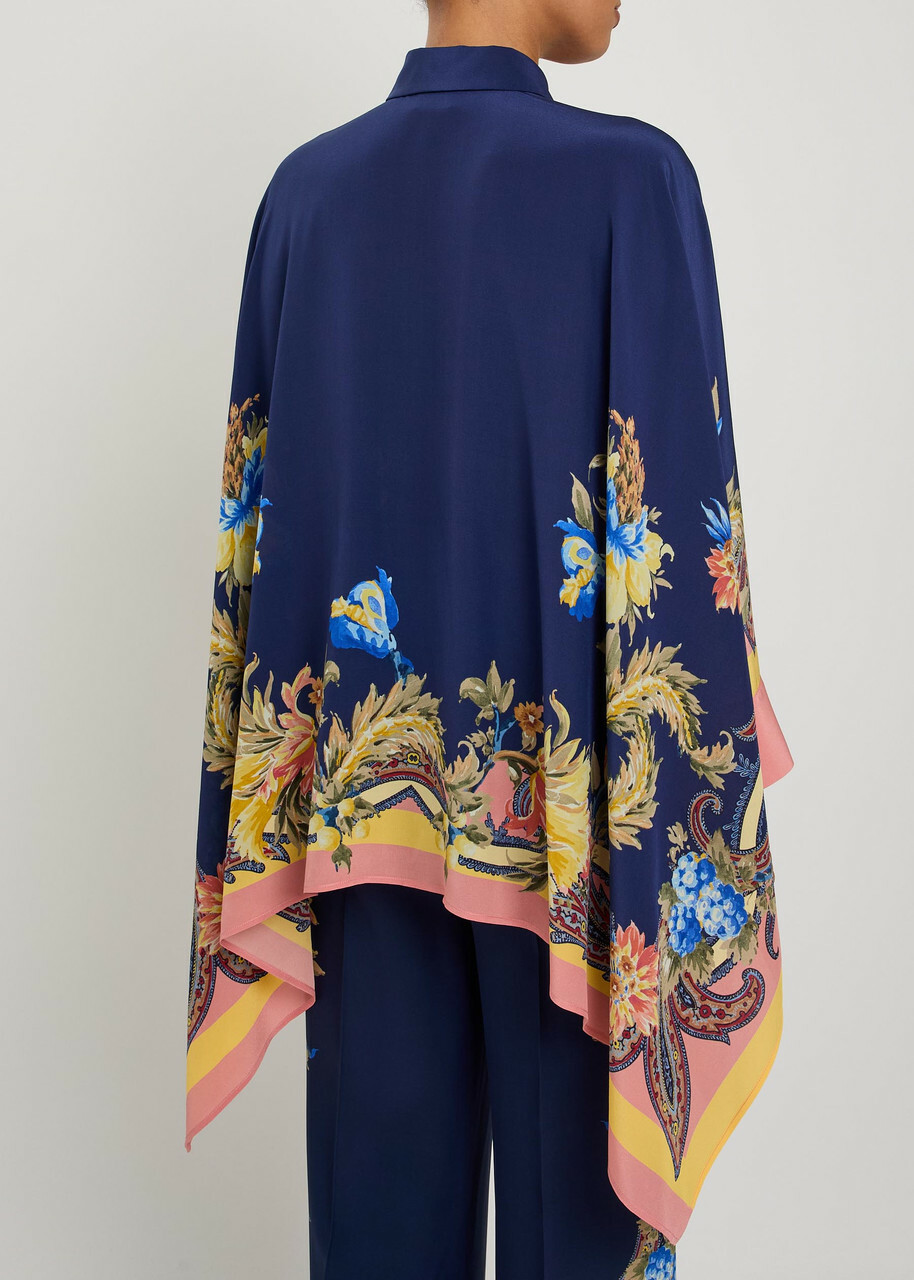 Etro Printed Asymmetric Silk Shirt Multicoloured