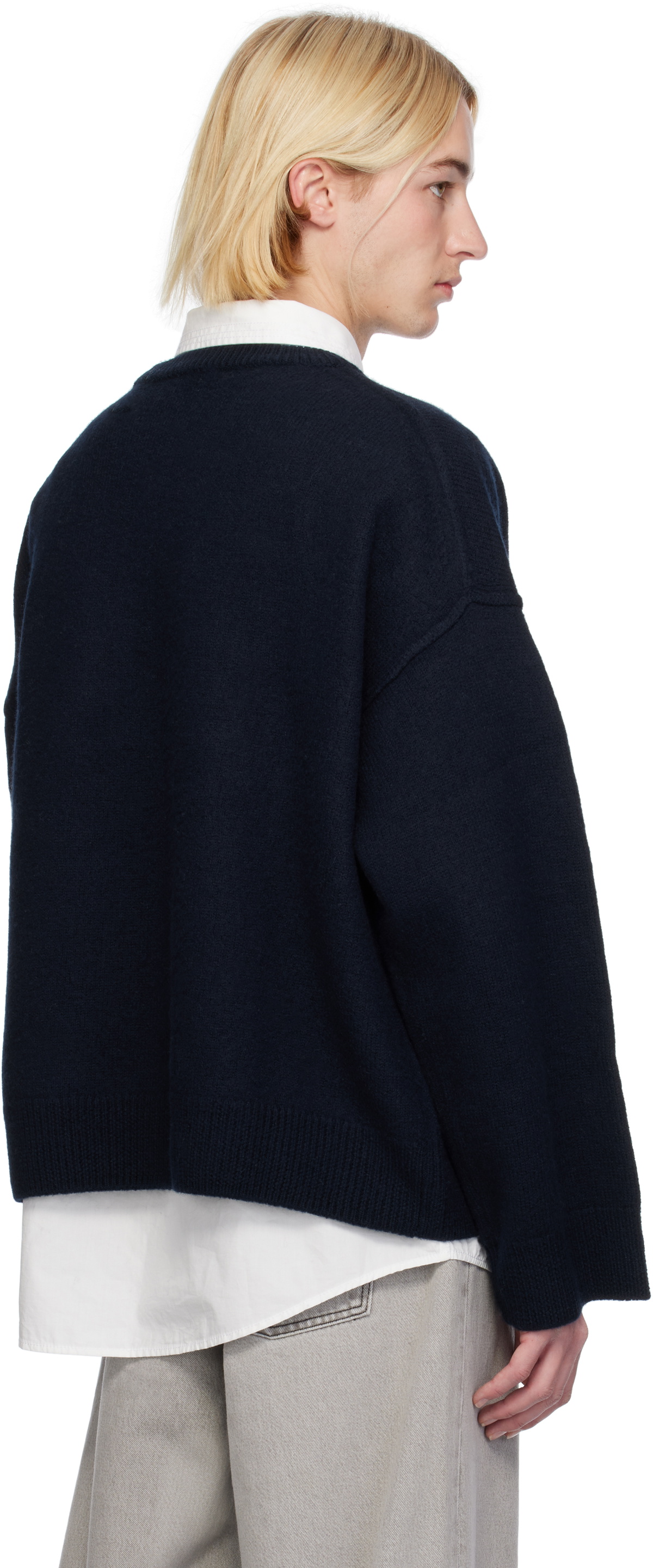 GANNI Navy Wool Sweater