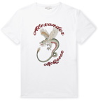 Alexander McQueen - Logo-Embroidered Printed Organic Cotton-Jersey T-Shirt - White