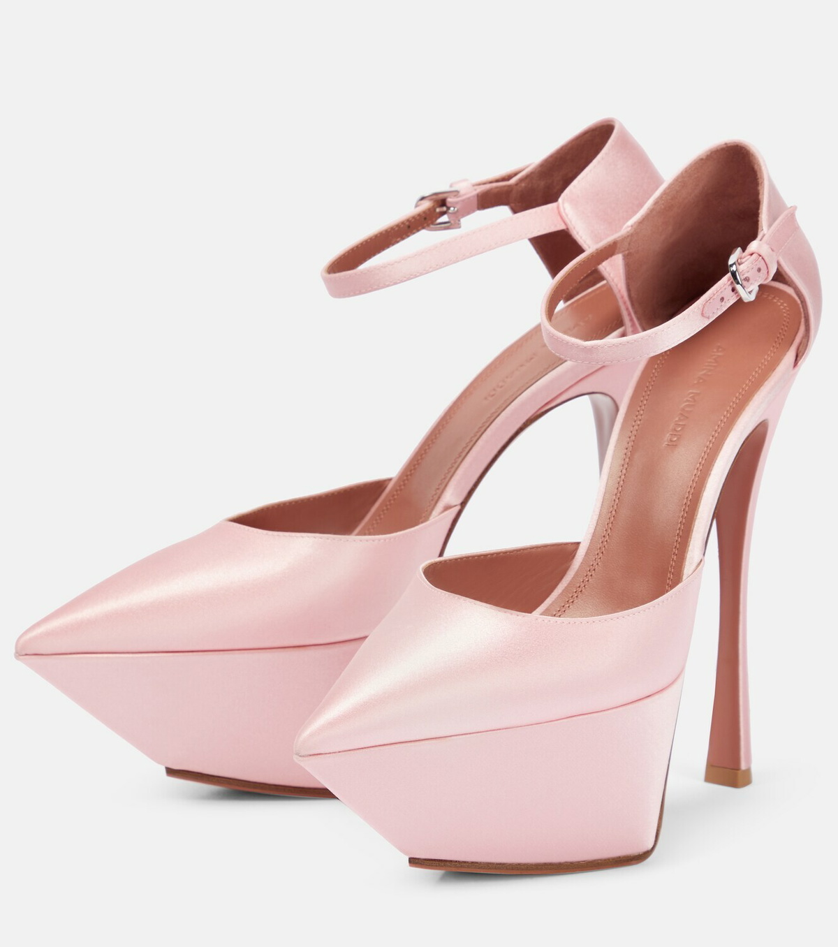 Amina Muaddi - Angelica satin platform pumps