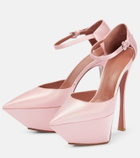Amina Muaddi - Angelica satin platform pumps