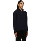 Ermenegildo Zegna Navy Cashmere Half-Zip Sweater