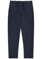 Canali Tapered-leg Wool Trousers Navy
