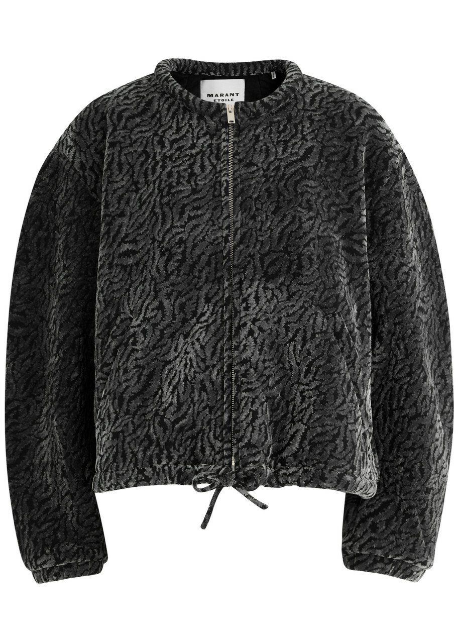 Isabel Marant étoile Abelina Velvet Devoré Bomber Jacket Grey