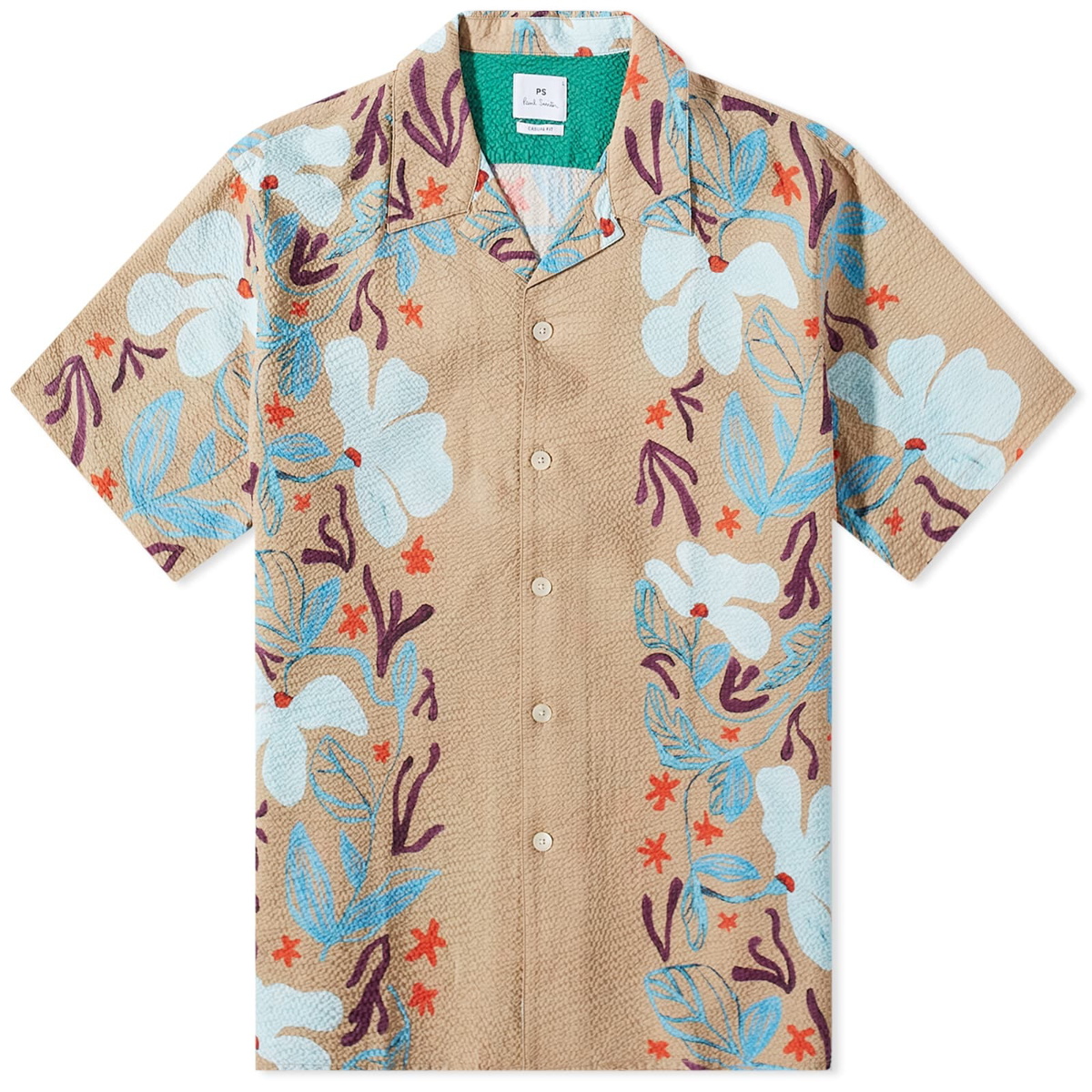 Paul Smith Men's Sea and Shells Vacation Shirt in Brown Paul Smith