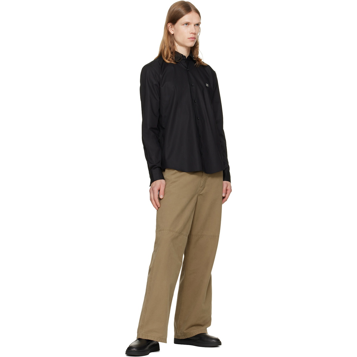 Hugo Black Stretch-Cotton Canvas Slim-Fit Shirt