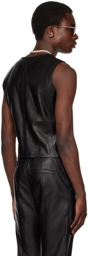 LU'U DAN Black Tailored Leather Waistcoat