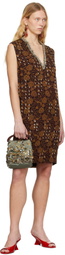 Dries Van Noten Brown Beaded Minidress