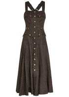 Zimmermann Luna Polka-dot Linen Midi Dress Black