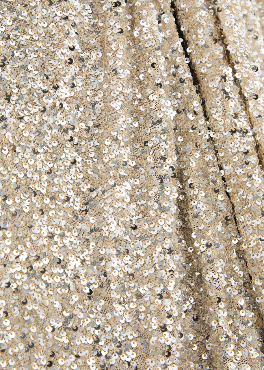 Never Fully Dressed Jaspre Sequin Midi Wrap Skirt Silver
