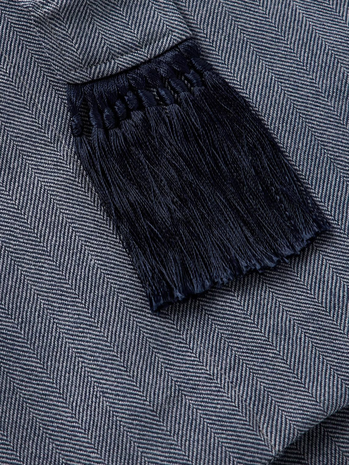 Derek Rose - Lincoln 11 Belted Herringbone Wool Robe - Blue