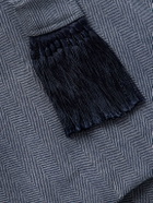 Derek Rose - Lincoln 11 Belted Herringbone Wool Robe - Blue
