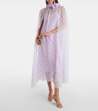 Rodarte Caped floral lace midi dress