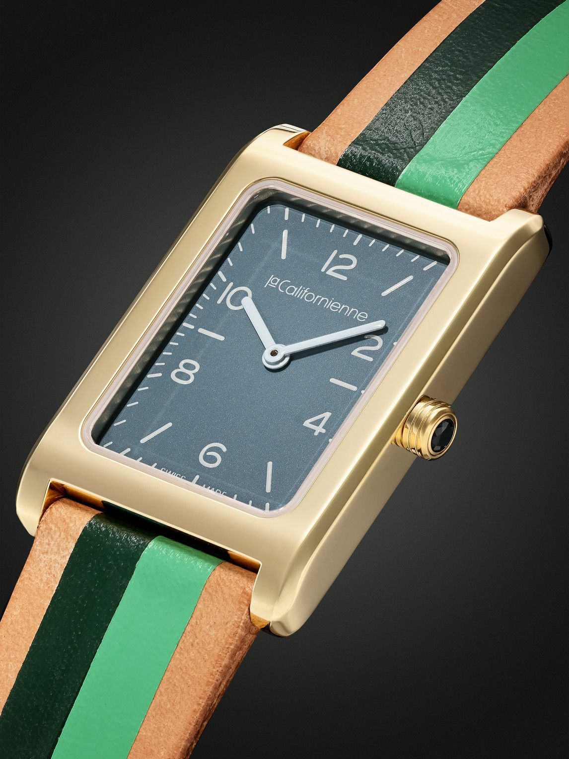 laCalifornienne - Daybreak 24mm Gold-Plated and Leather Watch, Ref. No. DB-12 YG FERN