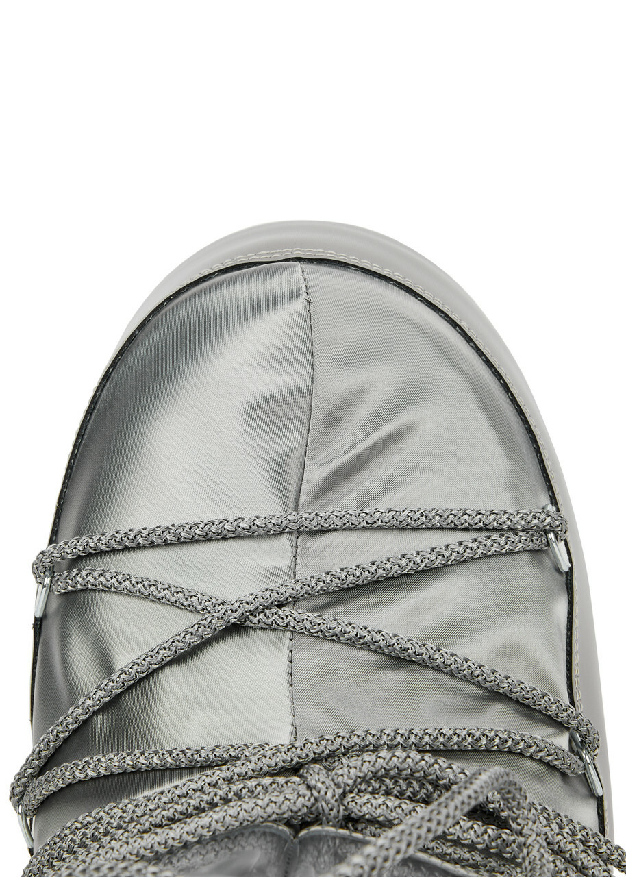 Moon Boot Icon Padded Metallic Satin Snow Boots Silver