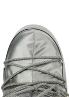 Moon Boot Icon Padded Metallic Satin Snow Boots Silver