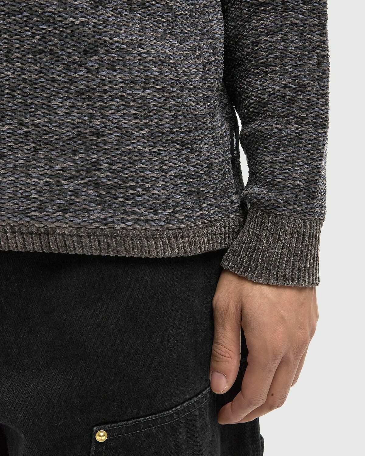Thisisneverthat Velvet Knit Polo Grey Men