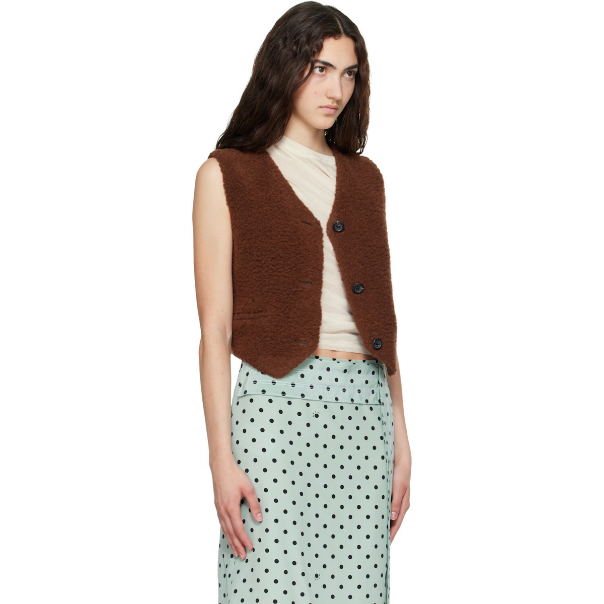 Marni Brown Curly Wool Vest