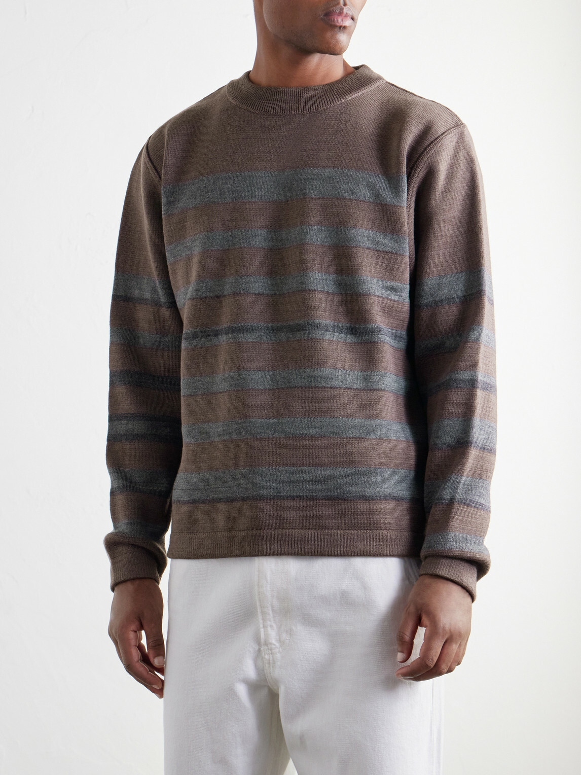 S.N.S. Herning - Given Striped Wool Sweater - Brown