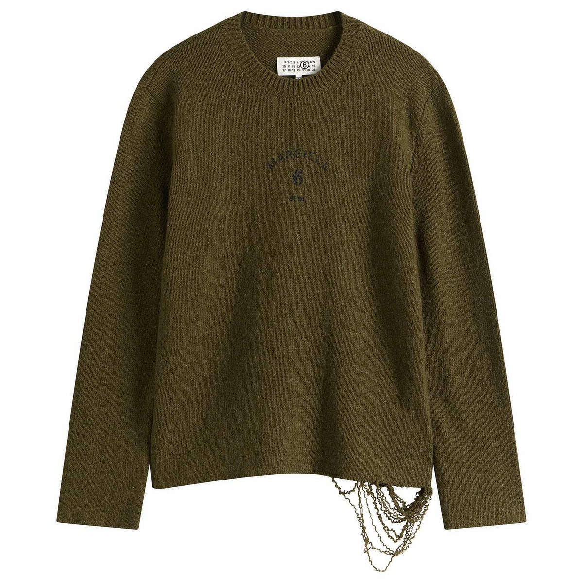 MM6 Maison Margiela Men's 6 Logo Crewneck Jumper in Khaki-Black Print