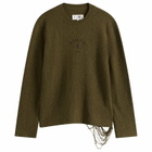MM6 Maison Margiela Men's 6 Logo Crewneck Jumper in Khaki-Black Print