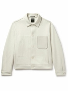 Zegna - Slim-Fit Leather-Trimmed Wool-Blend Overshirt - Neutrals