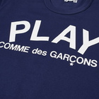 Comme des Garçons Play Men's Text Logo T-Shirt in Navy