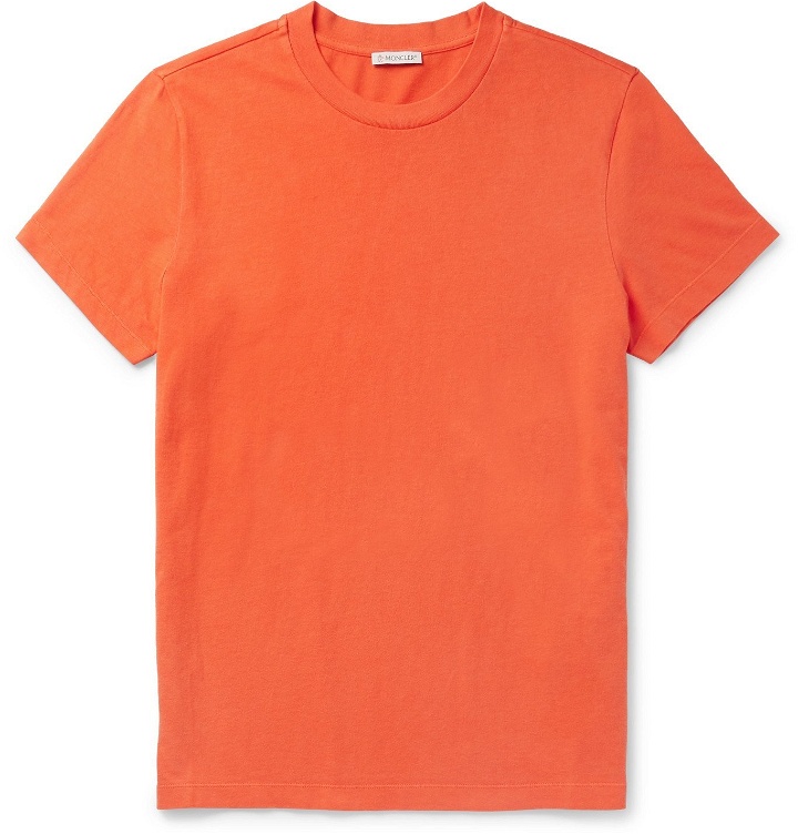 Photo: Moncler - Maglia Logo-Embroidered Cotton-Jersey T-Shirt - Orange